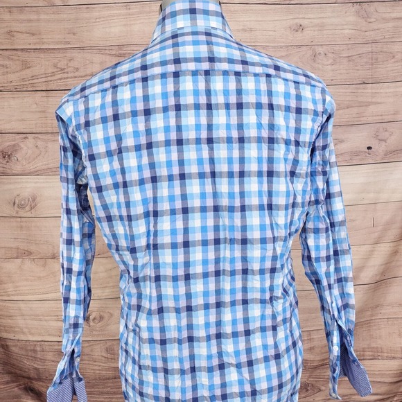 TAILORBYRD COLLECTION BLUE CHECK BUTTON DOWN SHIRT MENS SIZE M MEDIUM - Picture 4 of 7